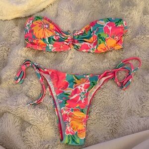 Floral Strapless Bikini Set